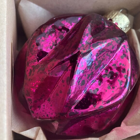 8 Set Glass Christmas Ornaments Gold Purple Magenta Pink Balls Onions Mercury - Picture 6 of 6